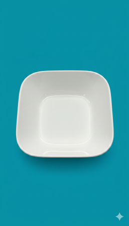 Bol patrat din portelan alb, 23cm, design modern, pentru servire aperitive & salate [1]