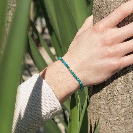 Bratara din Piatra Naturala Fatetata cu Margele din Argint 925, 4 mm, Bijuterie Handmade pentru Femei [4]