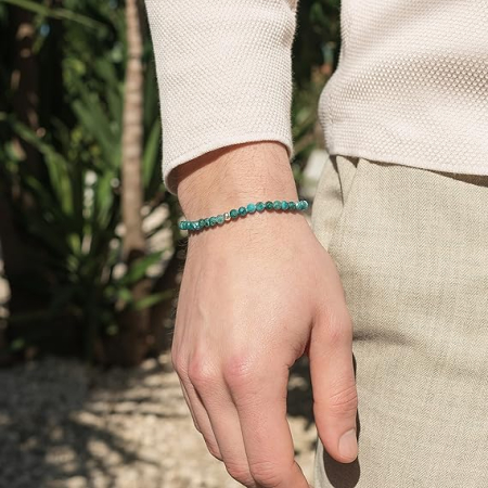 Bratara din Piatra Naturala Fatetata cu Margele din Argint 925, 4 mm, Bijuterie Handmade pentru Femei [1]