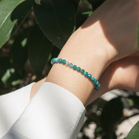 Bratara din Piatra Naturala Fatetata cu Margele din Argint 925, 4 mm, Bijuterie Handmade pentru Femei [2]