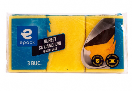 Bureti si Lavete - Bureti cu caneluri pentru vase Epack 3 buc