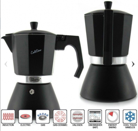 Espressor cafea din aluminiu Zephyr, 300ml, negru, capacitate maxima: 6 cupe [1]