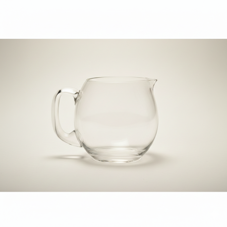 Cană din sticlă transparentă cu mâner și cioc de turnare, H 11 cm, deschidere ovală 4×9 cm, 250 ml, pentru ceai, cafea, lapte, sosuri, uz casnic & HoReCa [1]