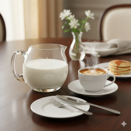 Cană din sticlă transparentă cu mâner și cioc de turnare, H 11 cm, deschidere ovală 4×9 cm, 250 ml, pentru ceai, cafea, lapte, sosuri, uz casnic & HoReCa [4]