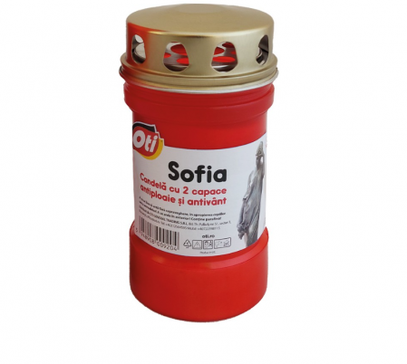 Candele si Lumanari - Candela cu 2 capace antiploaie si antivant Sofia, Timp de ardere ~45h