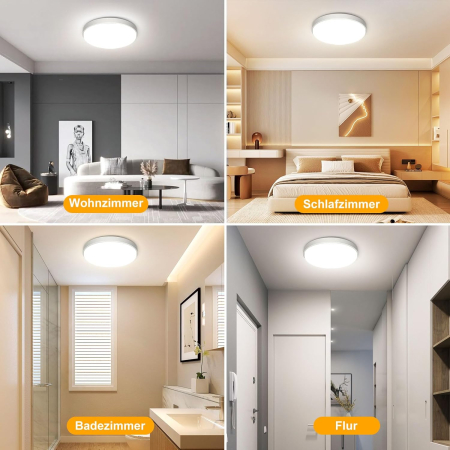 Plafonieră LED OOWOLF 24W, 23 cm, metal, dimabilă, 3000K/4000K/5000K, alb, 2 buc [4]
