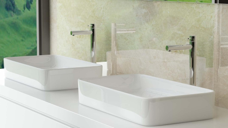 Lavoar mic 60x34x14 cm, gri, design compact pentru baie de serviciu sau mobilier baie, model A97GAM [2]