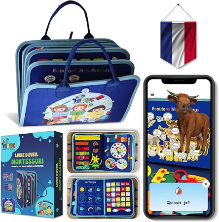 Lichidare Stoc - Tabla interactivă Montessori 8 în 1, Educ & Sense, mobilă, aplicație augmentată, siguranță garantată, 5 ani, multicolor