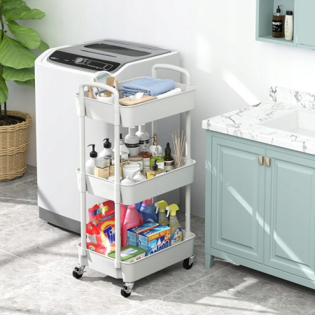 Carucior de bucatarie 3 niveluri, alb, 29x39x76 cm, multifunctional, cu roti [2]