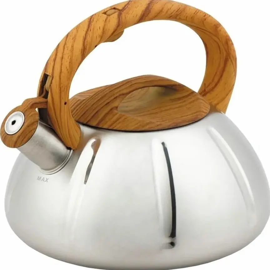 Ceainic cu fluier 3L, inox, maner soft touch imitatie lemn, compatibil inductie [1]