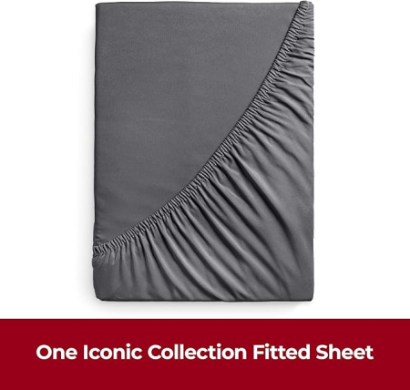 Cearceaf cu Elastic (180x200 cm) Gri – Microfibră Moale, Colțuri Adânci 40 cm [2]