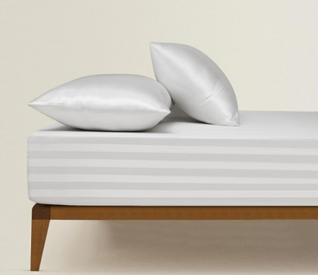 Cearceaf 140×200 cm Satin crem cu Dungi – Respirant, Elastic Integral, Bonnet 15–30 cm [3]