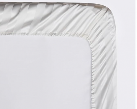 Cearceaf 140×200 cm Satin crem cu Dungi – Respirant, Elastic Integral, Bonnet 15–30 cm [5]
