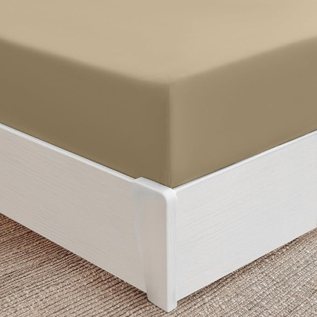 Lichidare Stoc - Cearceaf cu Elastic  140x200 cm, bej– Microfibră Moale, Colțuri Adânci 30 cm