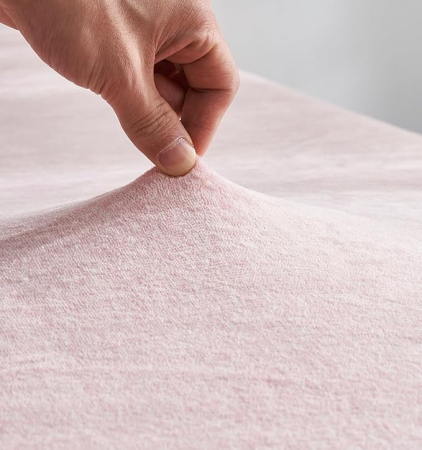 Cearsaf cu elastic pufos 140x200 cm, roz deschis, velur calduros, pentru saltea inalta 25-30 cm [6]