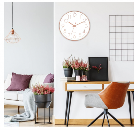 Ceas de perete 30 cm – modern, quartz silențios fără ticăit, cifre aurii [6]