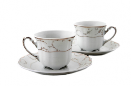 Cani si cesti - Serviciu cafea portelan, VIVIEN decor ARGINT,6 persoane, 100 ml - VAC 100