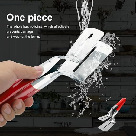 Cleste spatula multifuncțional anti-arsura, maner lung, inox, pentru gratar, gatit steak, peste, hamburger [6]