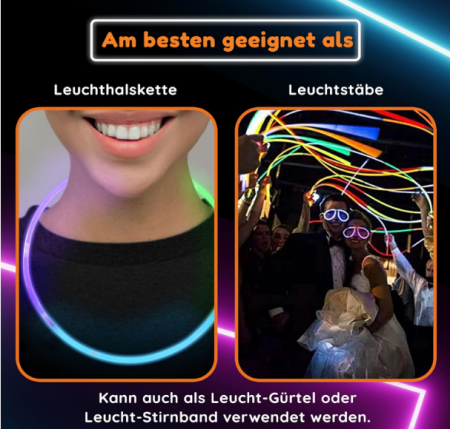 Coliere luminescente neon cu conectori  100 bucati  ≈56 cm – mix culori [7]