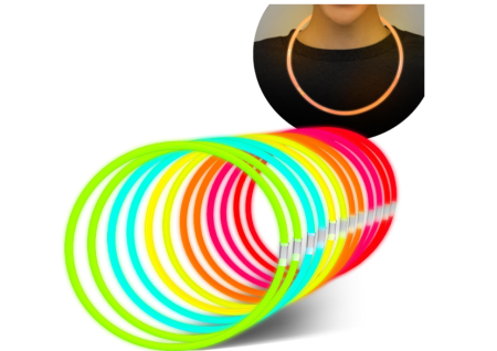 Jucarii - Coliere luminescente neon cu conectori  100 bucati  ≈56 cm – mix culori