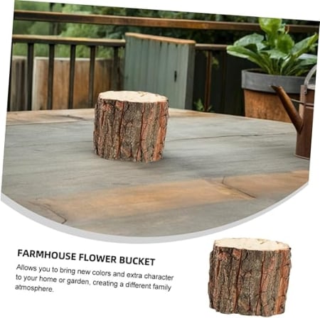 Set 3 ghivece din lemn impermeabile, aspect natural, pentru flori, decor casa si gradina [4]