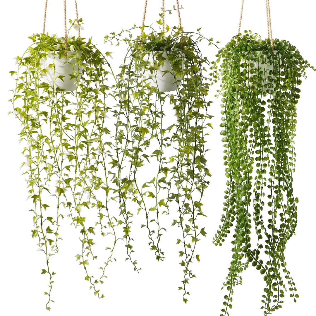 Set 3 Plante Artificiale Suspendate cu Ghivece, Plante Decorative pentru Interior Lichidare Stoc - Set 3 Plante Artificiale Suspendate cu Ghivece, Plante Decorative pentru Interior