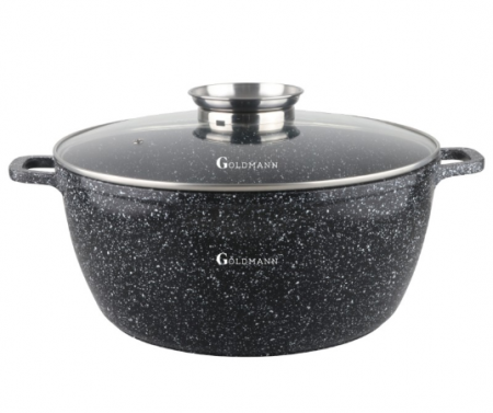 Cratita aluminiu, 36x13.5 cm, 13.5 litri, Goldmann, acoperire ceramica, capac termorezistent [0]
