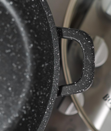 Cratita din aluminiu 28x28x7.5cm, cu capac, marmorata, cu lingura din teflon, Bohmann [6]