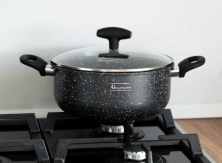 Cratita din aluminiu presat, 26x11cm, 2mm grosime, acoperire ceramica, manere soft touch, Goldmann [9]