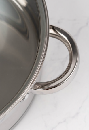 Cratita joasa din inox, 28 x 10cm, 6 litri, compatibila cu plita cu inductie, cu capac din sticla, Bohmann, BH 1028 [3]