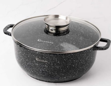 Cratita aluminiu, 36x13.5 cm, 13.5 litri, Goldmann, acoperire ceramica, capac termorezistent [3]