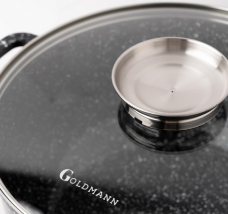 Cratita aluminiu, 36x13.5 cm, 13.5 litri, Goldmann, acoperire ceramica, capac termorezistent [6]