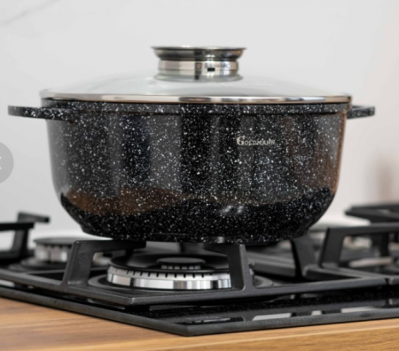 Cratita aluminiu, 36x13.5 cm, 13.5 litri, Goldmann, acoperire ceramica, capac termorezistent [2]