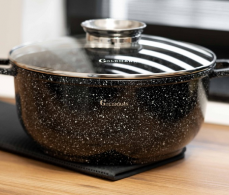 Cratita aluminiu, 36x13.5 cm, 13.5 litri, Goldmann, acoperire ceramica, capac termorezistent [5]