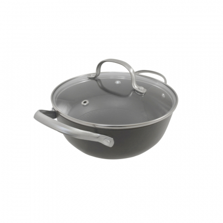 Cratita fonta fagure, Ø 30cm, cu capac din sticla [2]