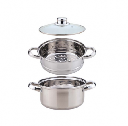 Oala de gatit la abur 3 piese, 1.5 litri, Bohmann, toate plitele, otel inoxidabil [0]
