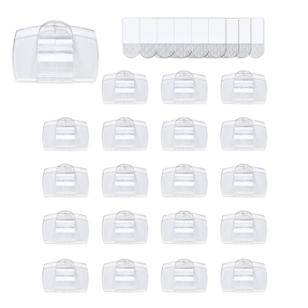 Alte articole - Set 10 cleme mari transparente pentru cabluri si instalatii luminoase, cu 16 benzi adezive, carlige de perete detasabile, pentru decoratiuni de Craciun si organizarea firelor electrice