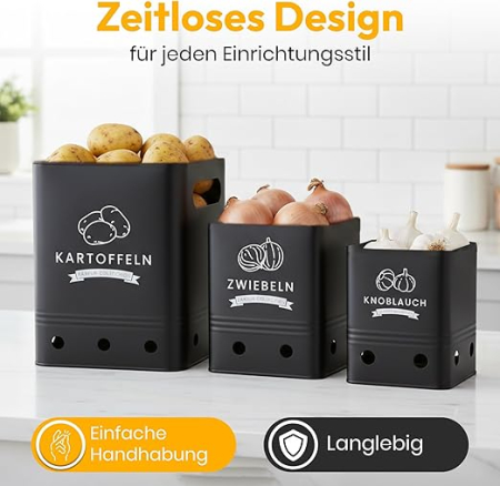 Cutie Depozitare Cartofi, Set 3 Buc, pentru Cartofi Ceapa si Usturoi, Pastreaza Legumele Proaspete Mai Mult Timp [1]