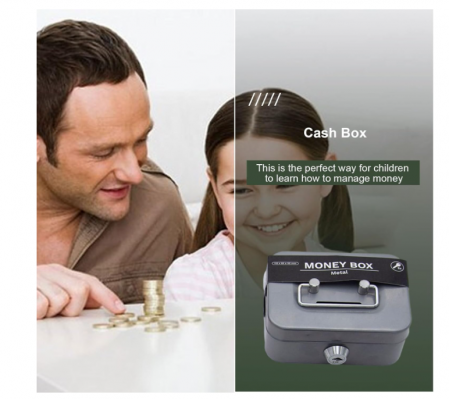 Cutie de Valori Mică, cu Încuietoare, gri, 11,5 X 8,5 X 5,8 cm [4]