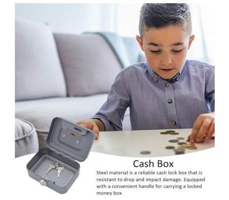 Cutie de Valori Mică, cu Încuietoare, gri, 11,5 X 8,5 X 5,8 cm [5]