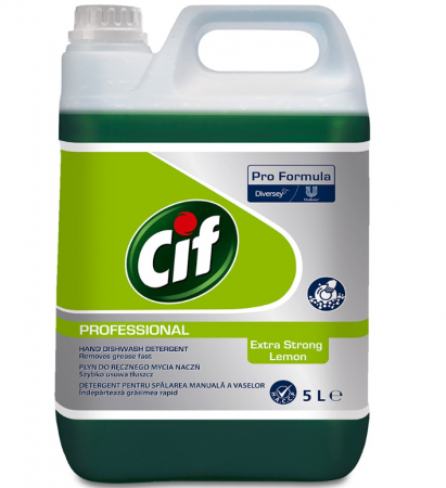Detergenti - Detergent pentru spalarea manuala a vaselor Cif Professional, Extra Strong Lemon, 5L