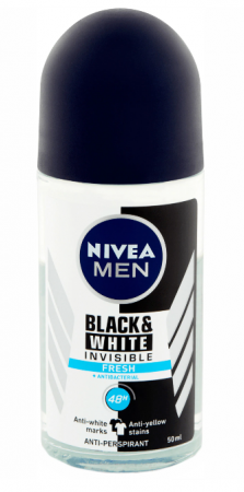 Deodorante si antiperspirante - Deodorant roll-on Nivea Men Invisible for Black&White Fresh, 50 ml