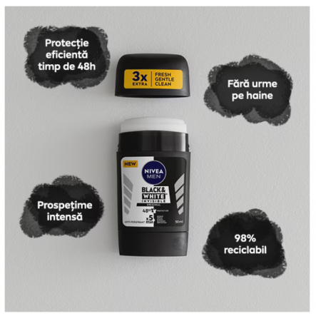 Deodorant Stick pentru barbati, Nivea B&W Power, 50 ml [4]