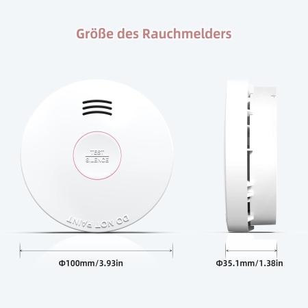Detector de Fum cu Senzor Fotoelectric și Baterie Litiu 10 Ani – Certificat EN 14604, Alarmă 85 dB, Test/Stingere, Securitate Locuință [2]