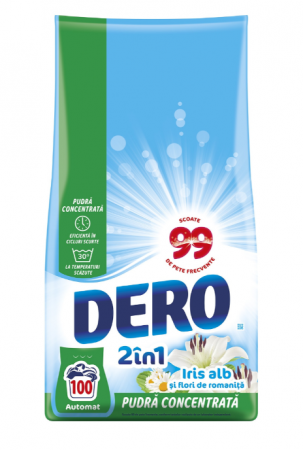 Detergent pudra DERO 7.5 kg, automat, Iris alb, 100 spalari [1]
