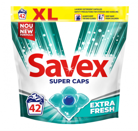Detergent Rufe - Detergent Savex Super Caps Extra Fresh, 42 spalari