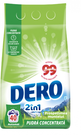Detergent Rufe - Detergent de rufe pudra Dero 2in1 Prospetimea Muntelui, 3kg, 40 spalari