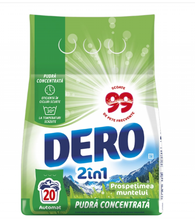 Detergent Rufe - Detergent de rufe pudra Dero 2in1 Prospetimea Muntelui, 1.5 kg, 20 spalari