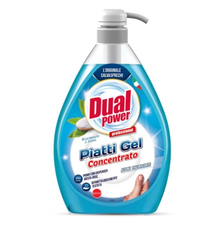 Detergent vase - Gel de vase concentrat, Bicarbonat si Salvie, Dual Power, 1 L
