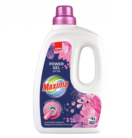 Detergent Rufe - Detergent gel concentrat pentru rufe Sano Soft Silk, 60 spalari, 3 l